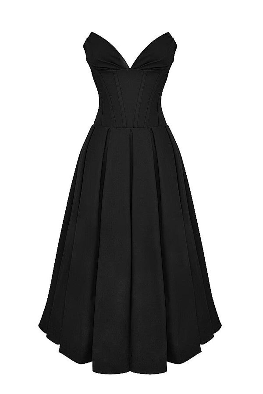 House of CB Lady Strapless Midi Dress - S - Black